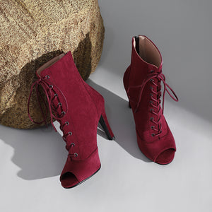 Women's Professional Dance Heels Boots Shoes Ballroom Practice Shoes