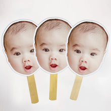 Load image into Gallery viewer, Custom Fan Faces Head on a Stick Face on a Stick Big Head Cutouts Wedding Hand Face Fan