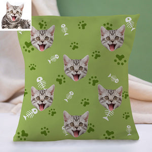 Custom Cat Face Pillow Christmas Decorative Cushion Cover Cat Face Throw Pillows Christmas Gift
