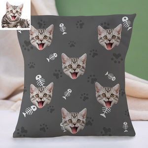 Custom Cat Face Pillow Christmas Decorative Cushion Cover Cat Face Throw Pillows Christmas Gift