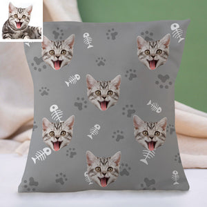 Custom Cat Face Pillow Christmas Decorative Cushion Cover Cat Face Throw Pillows Christmas Gift