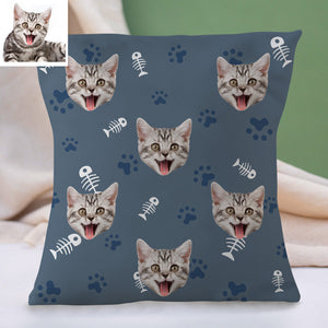 Custom Cat Face Pillow Christmas Decorative Cushion Cover Cat Face Throw Pillows Christmas Gift