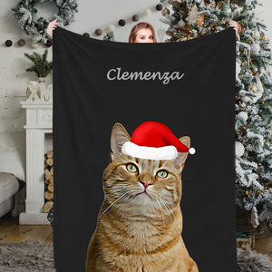 Christmas Blankets Custom Cat Dog Pet Photo Blankets Pet Fleece Throw Blankets Christmas Gift