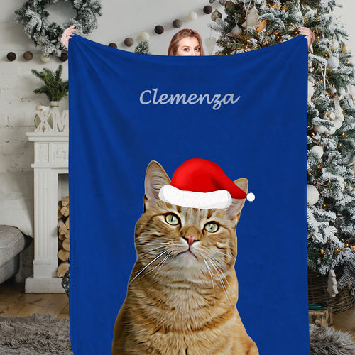 Christmas Blankets Custom Cat Dog Pet Photo Blankets Pet Fleece Throw Blankets Christmas Gift