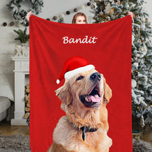 Load image into Gallery viewer, Christmas Blankets Custom Cat Dog Pet Photo Blankets Pet Fleece Throw Blankets Christmas Gift
