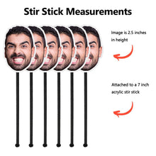 Load image into Gallery viewer, Drink Stirrers Customized with Face Wedding Face Drink Stirrers Birthday Party Custom Drink Stirrers