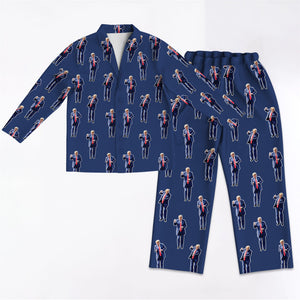 America 2024 Funny Trump Dancing Pajamas Trump Pajamas Long Sleeve Christmas Pajama Set