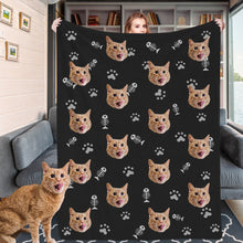 Load image into Gallery viewer, Custom Cat Face Blankets Personalized Cat Head Blankets Fleece Throw Cat Photo Blanket Christmas Gift