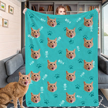 Load image into Gallery viewer, Custom Cat Face Blankets Personalized Cat Head Blankets Fleece Throw Cat Photo Blanket Christmas Gift