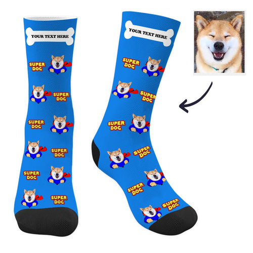 Christmas Gift Christmas Dog Socks Custom Dog Photo Socks with Text