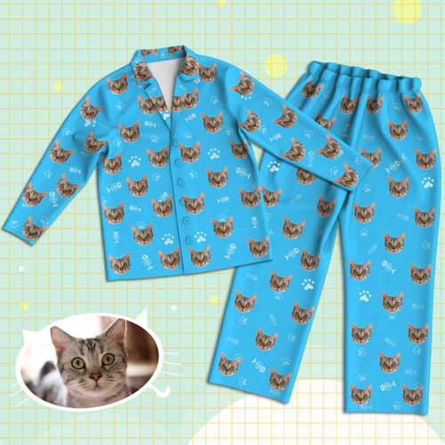 Cat Pajamas Custom Cat Face Pajamas Cat Photo Pajamas Custom Christmas Gift for Cat Dad Mom