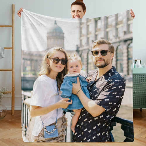 Christmas Gift Custom Blankets with Photo Personalized Blankets with Picture Fleece Throw Blankets