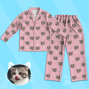 Kids Custom Pajamas with Cat Face Kids Custom Cat Photo Pajamas Kids Cat Pajamas Christmas Gift
