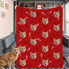 Load image into Gallery viewer, Custom Cat Face Blankets Personalized Cat Head Blankets Fleece Throw Cat Photo Blanket Christmas Gift
