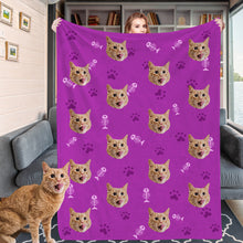 Load image into Gallery viewer, Custom Cat Face Blankets Personalized Cat Head Blankets Fleece Throw Cat Photo Blanket Christmas Gift