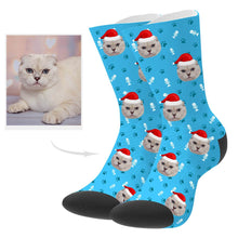 Load image into Gallery viewer, Custom Cat Socks Christmas Cat Photo Socks Christmas Gift