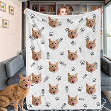 Load image into Gallery viewer, Custom Cat Face Blankets Personalized Cat Head Blankets Fleece Throw Cat Photo Blanket Christmas Gift