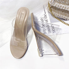 Load image into Gallery viewer, Wedge Slide Sandals for Women 2021 Fashion Transparent Slip on High Heeled Slippers Shoes