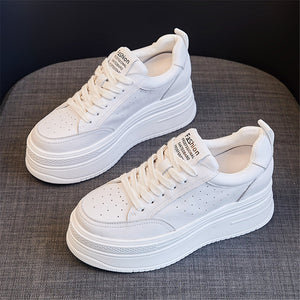 ACE SHOCK Women's Platform Sneakers with Hidden Heel Fashion Leather Wedge Walking Shoes