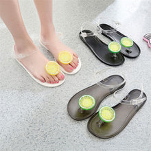 Load image into Gallery viewer, Flat Jelly Sandals for Women Casual Cute Summer Toe-strap Beach Shoes Lemon Design