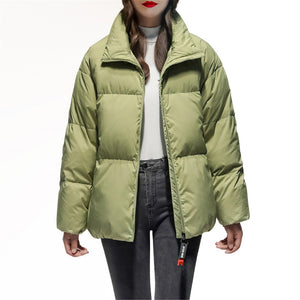 Women's Relaxed Puffer Jacket 90% White Goose Down Coat