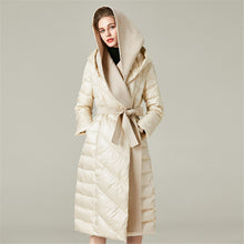 Load image into Gallery viewer, Women&#39;s 90% White Duck Down Long Puffer Coat with Hood