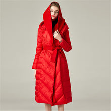 Load image into Gallery viewer, Women&#39;s 90% White Duck Down Long Puffer Coat with Hood