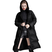 Load image into Gallery viewer, Women&#39;s Oversized 95% White Duck Down Long Puffer Coat with Hood