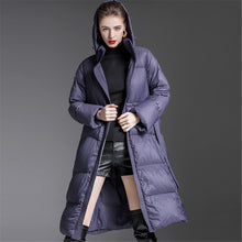Load image into Gallery viewer, Women&#39;s Oversized 95% White Duck Down Long Puffer Coat with Hood
