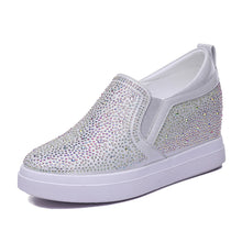 Load image into Gallery viewer, ACE SHOCK Women&#39;s Wedge Loafers with Hidden Heel Leather Rhinestone Fashion Sneakers
