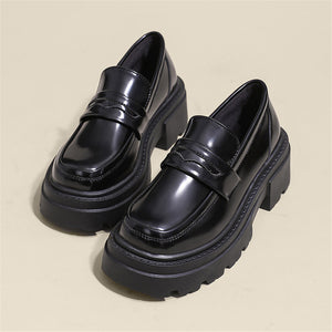 ACE SHOCK Women Platform Loafers Oxfords Wedge Uniform Dress Shoes Chunky Heel Mary Janes