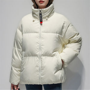 Women's Relaxed Puffer Jacket 90% White Goose Down Coat