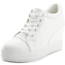 Load image into Gallery viewer, ACE SHOCK Women&#39;s Platform Sneakers with Hidden Heel Fashion Lace-up Wedge Bride Wedding Shoes