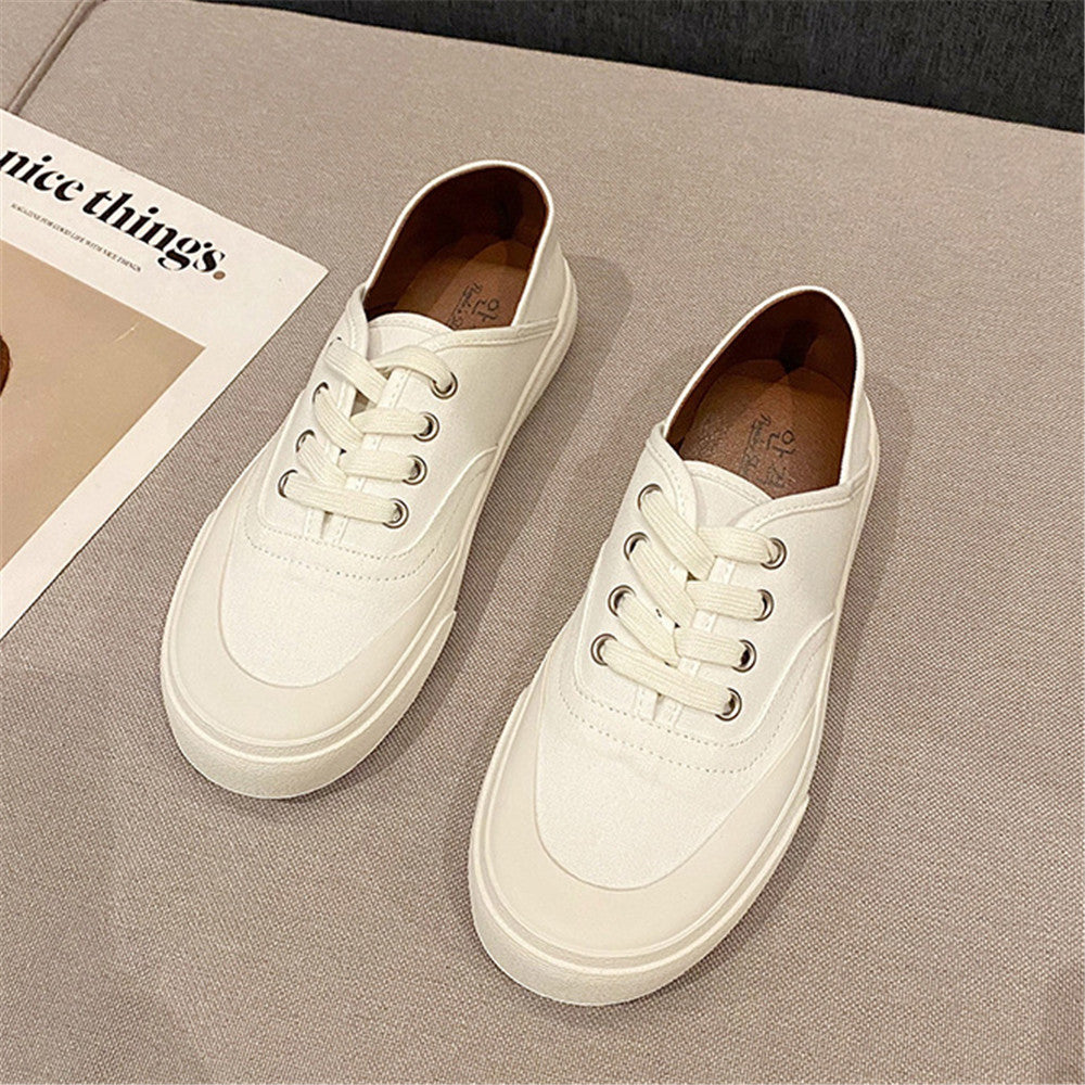 Ace Shock Women's Fashion Sneakers Lace -up Flat Canvas Walking Shoes