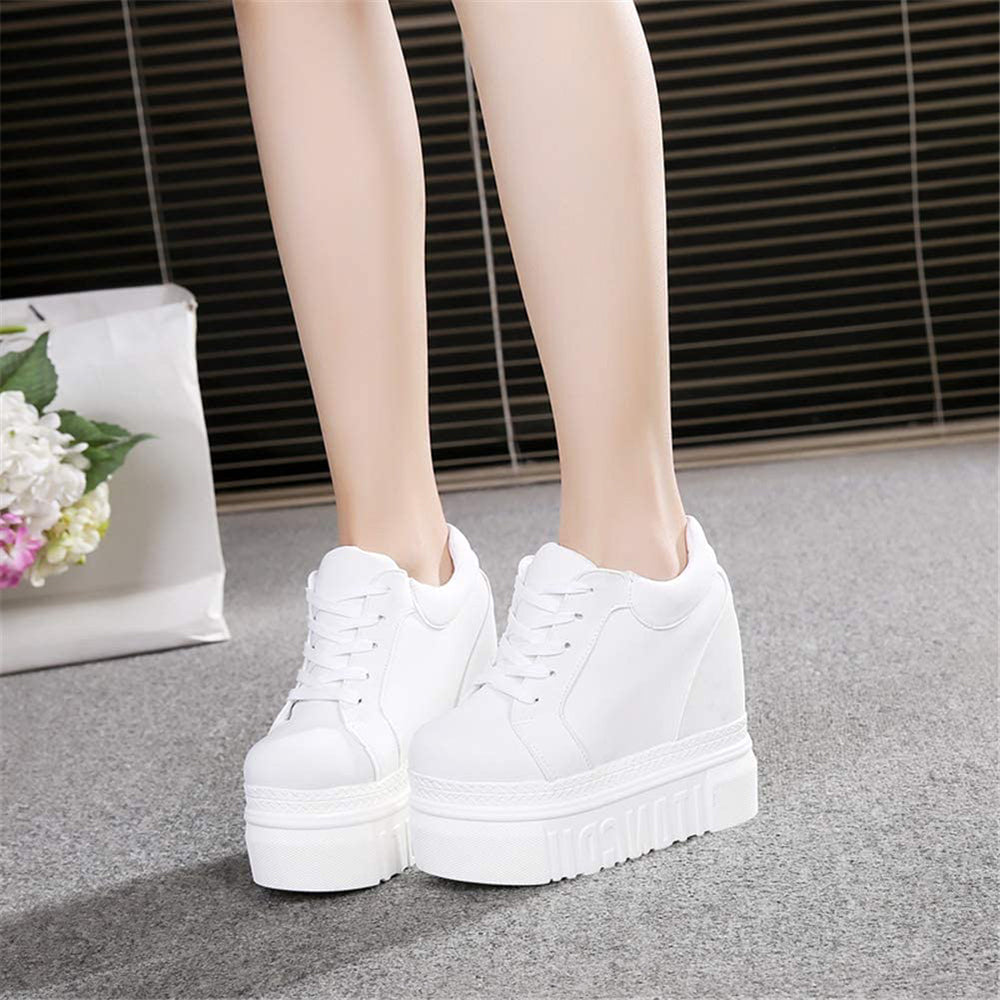 ACE SHOCK Women's Fashion Platform Sneakers High Hidden Heel Wedge Walking Shoes Bride Wedding Shoes Flower