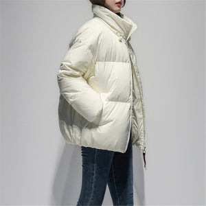 Women's Relaxed Puffer Jacket 90% White Goose Down Coat