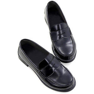 ACE SHOCK Women's Loafers Chunky Heel Mary Janes Slip on Uniform Dress Shoes JK Lolita Shoes