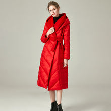 Load image into Gallery viewer, Women&#39;s 90% White Duck Down Long Puffer Coat with Hood