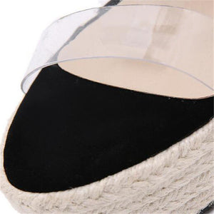 Women Espadrille Wedge Sandals 2021 Fashion Lace-up High Heeled Platform Dressy Shoes