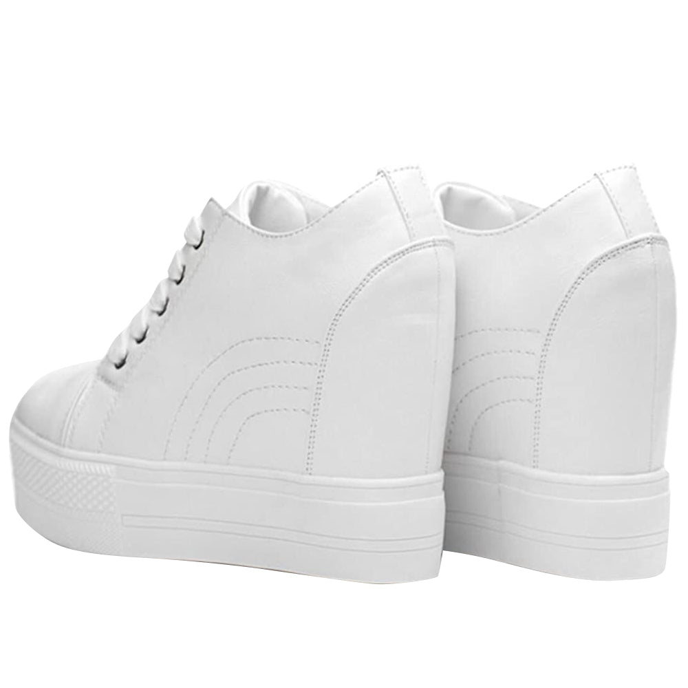 ACE SHOCK Women's Platform Sneakers with Hidden Heel Fashion Wedge Bride Wedding Shoes