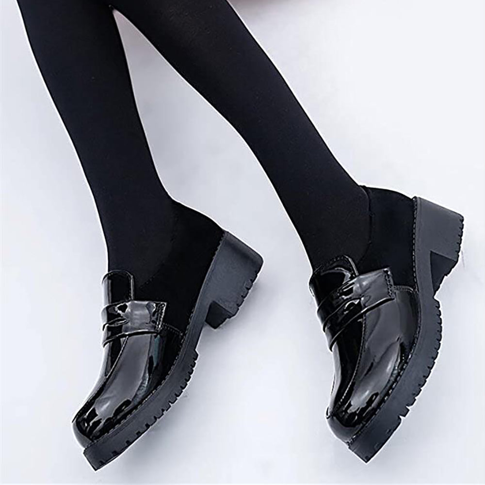 ACE SHOCK Women's Loafers Chunky Heel Platform Mary Janes Slip on Uniform Dress Shoes Lolita Cosplay Use