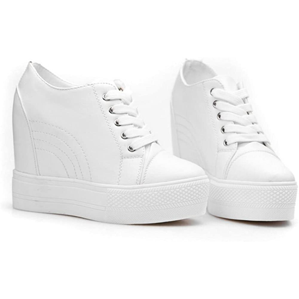 ACE SHOCK Women's Platform Sneakers with Hidden Heel Fashion Wedge Bride Wedding Shoes