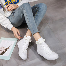 Load image into Gallery viewer, ACE SHOCK Women&#39;s Hidden Heeled Canvas Shoes High Top Fashion Wedge Sneakers