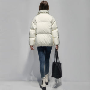 Women's Relaxed Puffer Jacket 90% White Goose Down Coat