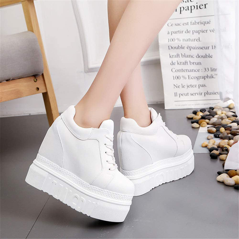 ACE SHOCK Women's Fashion Platform Sneakers High Hidden Heel Wedge Walking Shoes Bride Wedding Shoes Flower