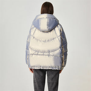 Women's Cozy Hooded Shiny Puffer Jacket 90% White Duck Down Coat