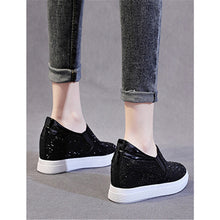 Load image into Gallery viewer, ACE SHOCK Women&#39;s Wedge Loafers with Hidden Heel Leather Rhinestone Fashion Sneakers