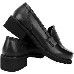 ACE SHOCK Women's Loafers Chunky Heel Mary Janes Slip on Uniform Dress Shoes Cosplay Oxfords