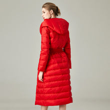 Load image into Gallery viewer, Women&#39;s 90% White Duck Down Long Puffer Coat with Hood