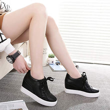 Load image into Gallery viewer, ACE SHOCK Women&#39;s Platform Sneakers with Hidden Heel Fashion Lace-up Wedge Bride Wedding Shoes